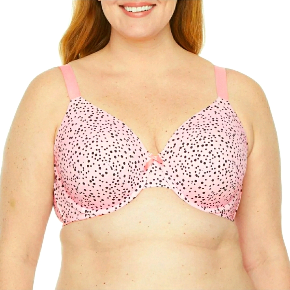 Ambrielle pink with black polka-dot bra size 40C